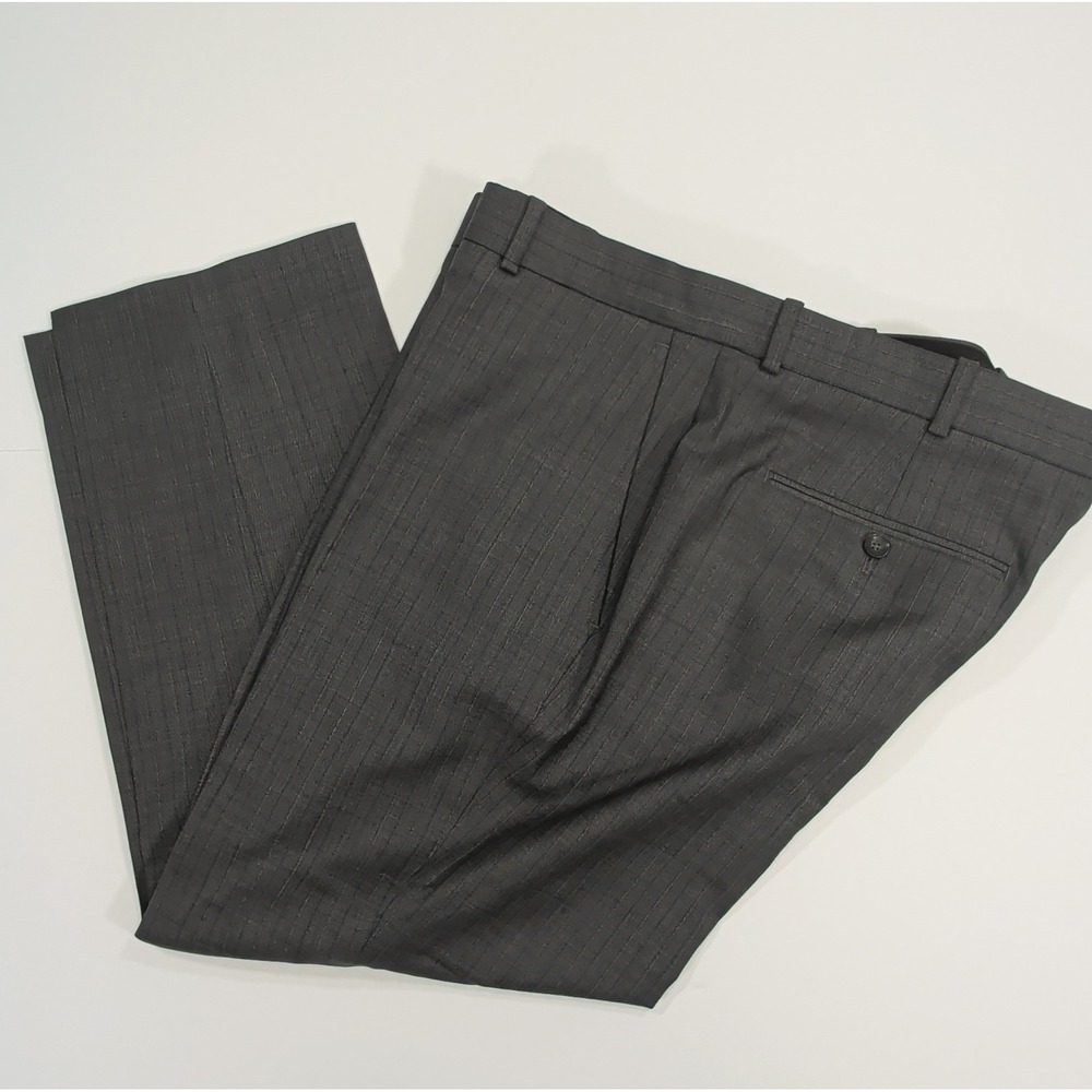 Nordstrom Mens Trim Fit Dress Pants 42W Gray Pinstripe Zignone Italian Fabric